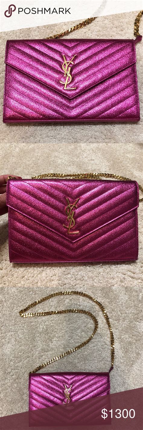 pink metallic ysl bag